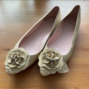 KATE SPADE ELLIE nude patent leather floral FLATS
